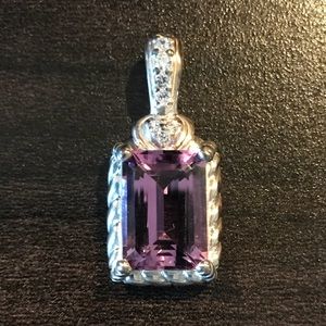 Amethyst and CZ Sterling Silver Pendant